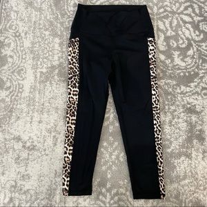 Zyia Cropped Leggings with Leopard Print Detail - Worn Once - Size 6-8